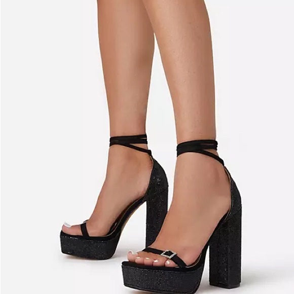 EGO Sparkly Black Heels - Picture 1 of 3